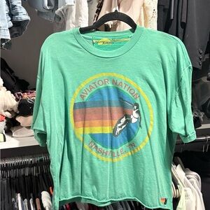 Aviator Nation Boyfriend Green Graphic Tee